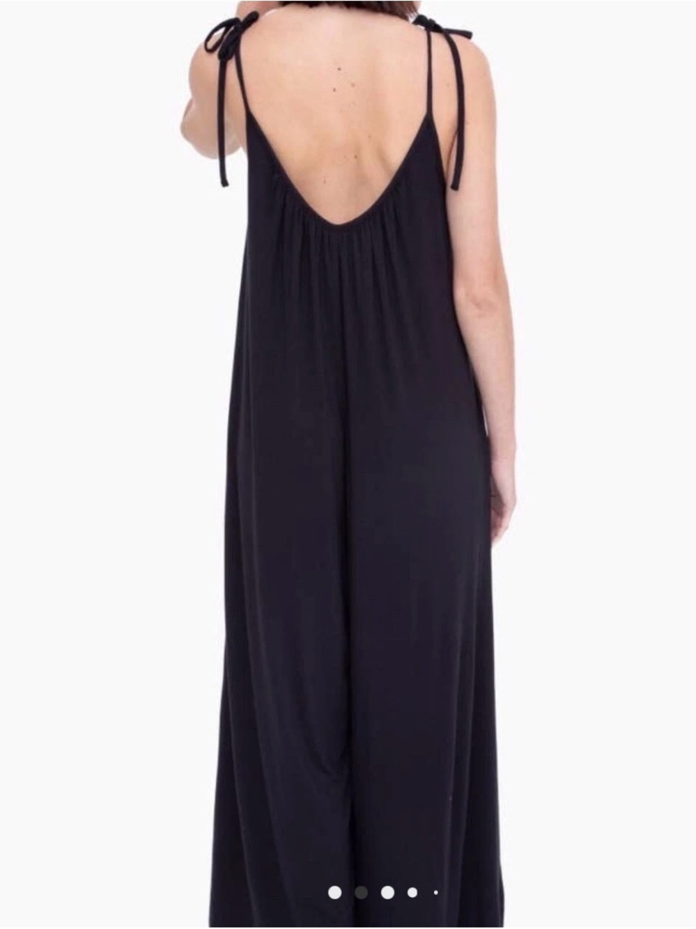 NWT Mono B Black Adjustable Tie Shoulder Maxi Style Jumpsuit, Large - Picture 3 of 13